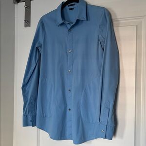 THEORY Tamora Button-Up Stretch Cotton Tunic Shirt (with pockets!) S